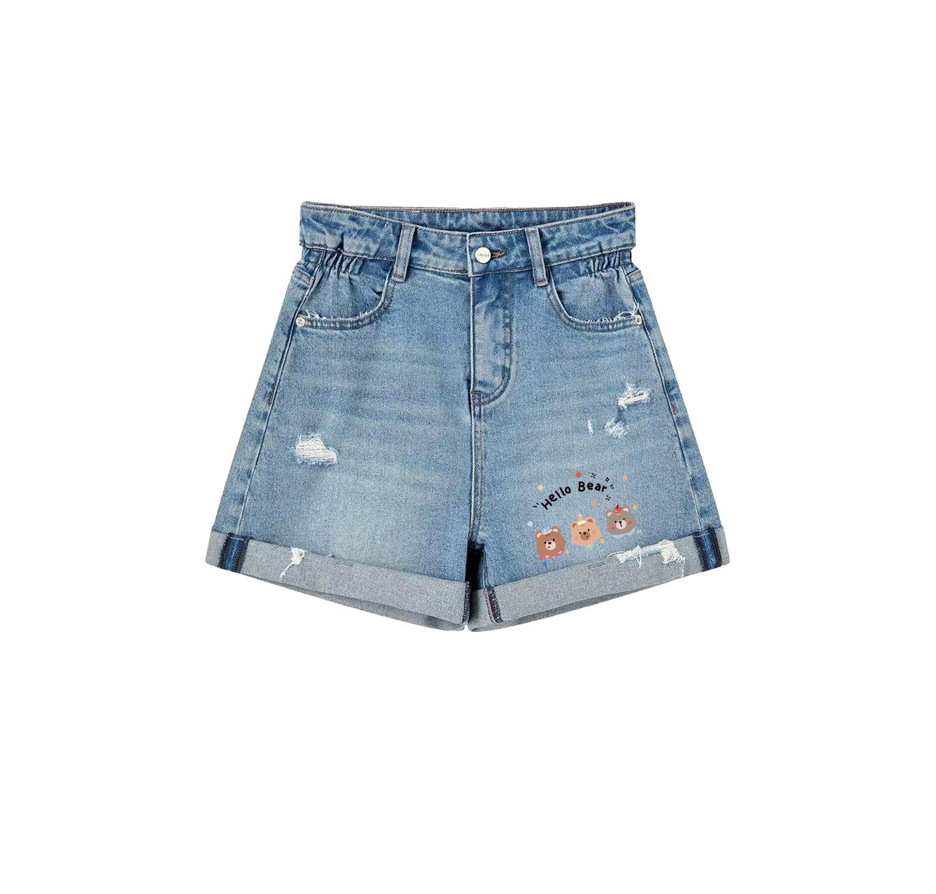 Denim printed shorts, casual and cool shorts for summer, beach shorts, a great choice for everyday wear.