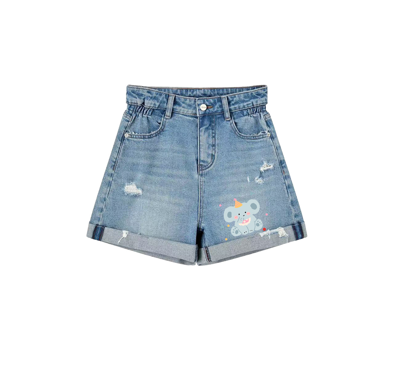 Denim printed shorts, casual and cool shorts for summer, beach shorts, a great choice for everyday wear.