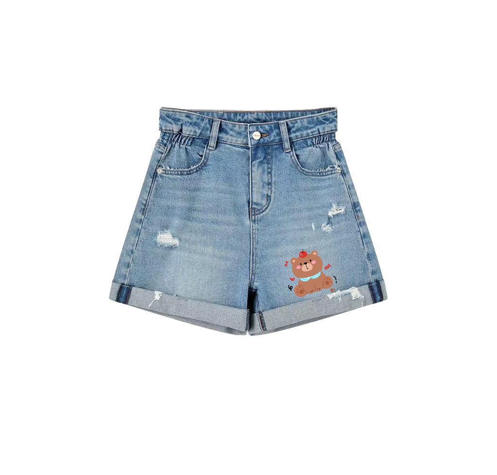 Denim printed shorts, casual and cool shorts for summer, beach shorts, a great choice for everyday wear.